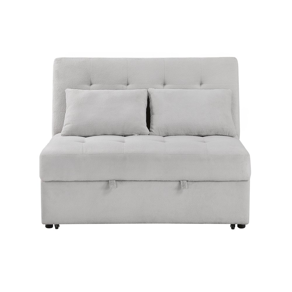 Desmond Textured Convertible Armless 2-Seater with Pull-out Bed in Gray. Picture 7