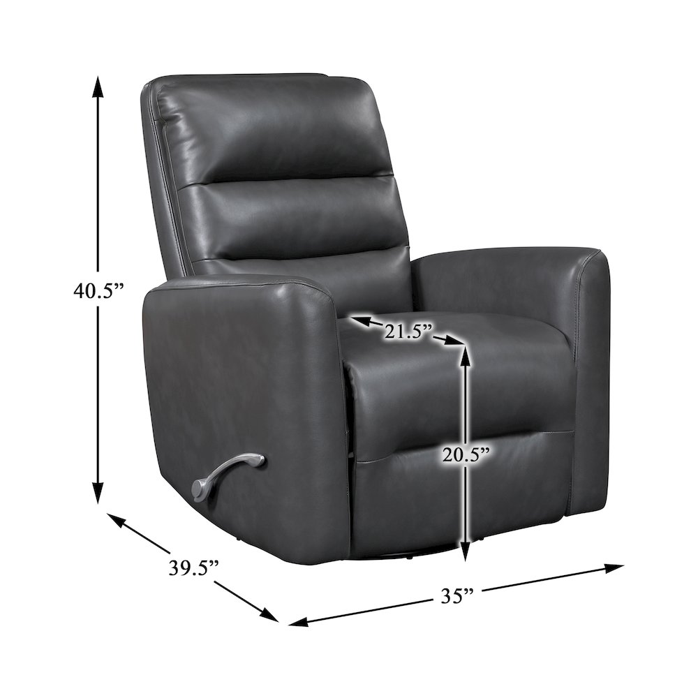 Dimitri Faux Leather Swivel Glider Reclining Chair in Gray. Picture 6