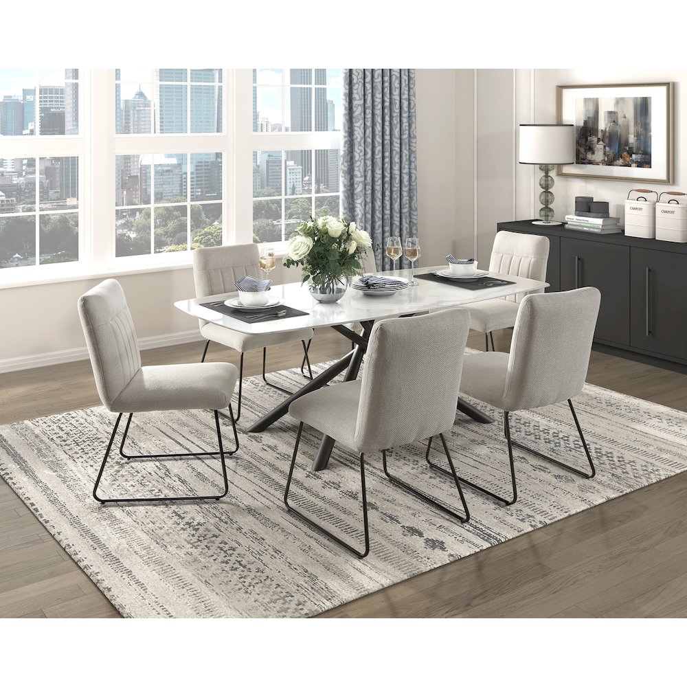 Benito Textured Dining Room Side Chair, set of 2 in Beige. Picture 2