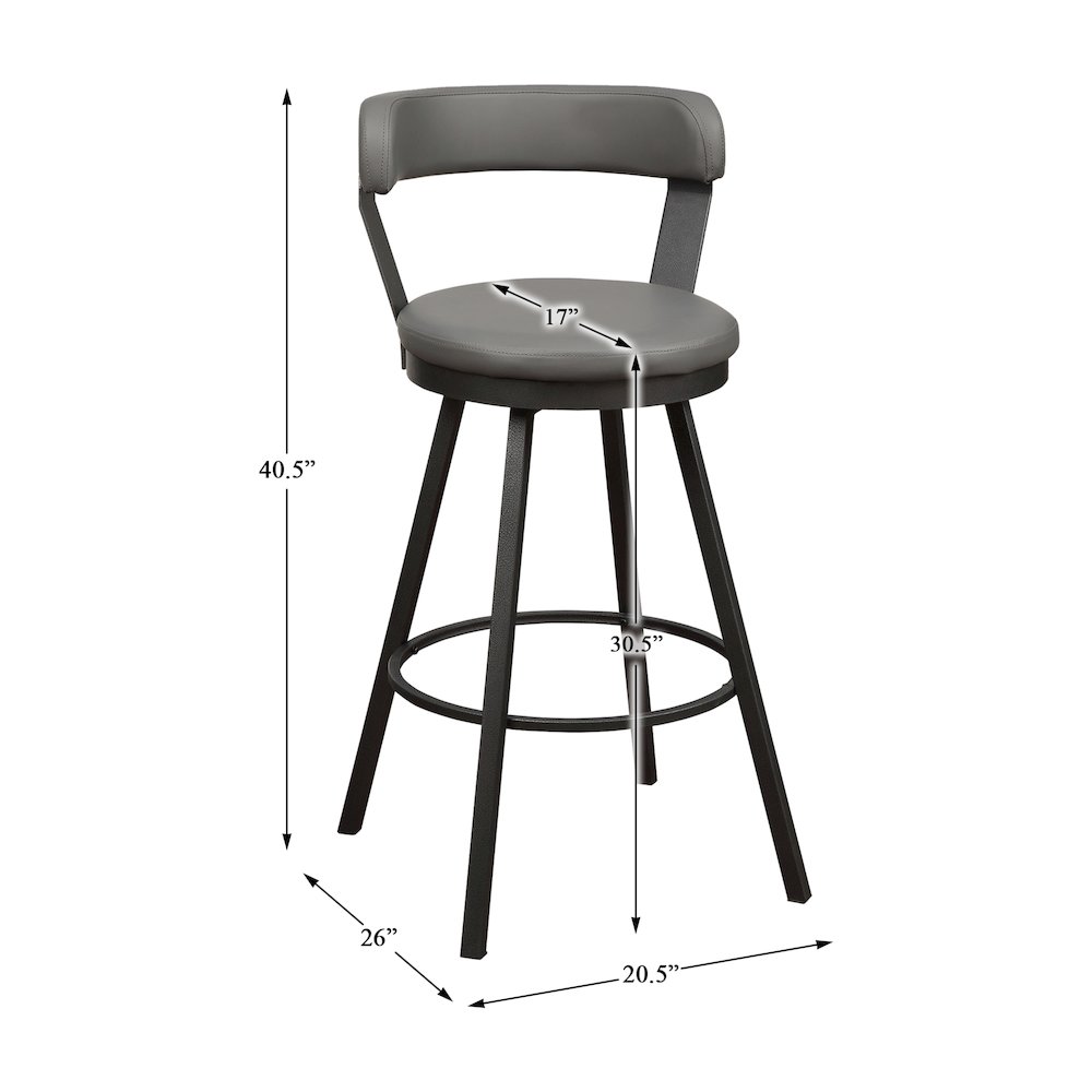 Appert Metal Swivel Pub Height Chair,  set of 2 in Gray. Picture 4