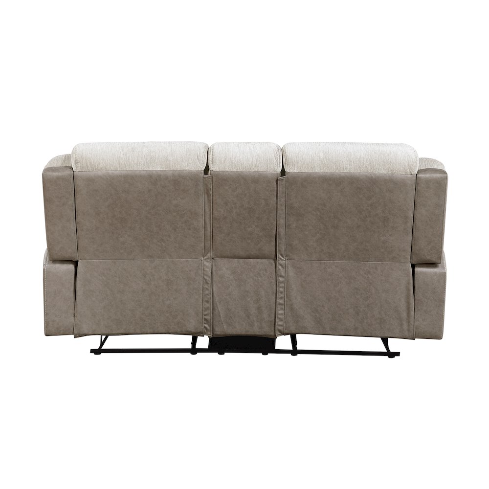 Harriette Chenille Double Reclining Love Seat in Beige. Picture 4