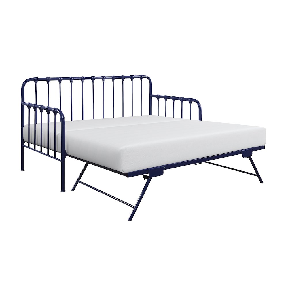 Constance Metal Metal Daybed with Trundle in Navy Blue. Picture 1
