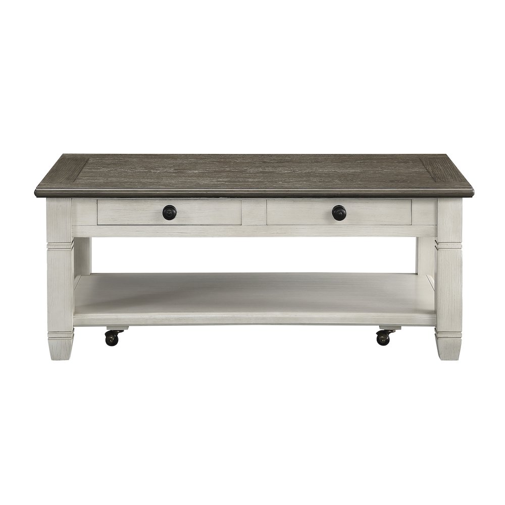 Granby Pine Cocktail Table in 2-Tone (Rosy Brown and Antique White). Picture 4