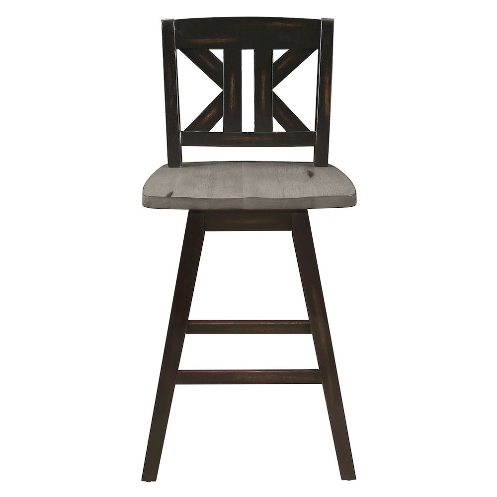 Amsonia Wood Swivel Counter Height Chair, set of 2 in Gray and Black. Picture 5