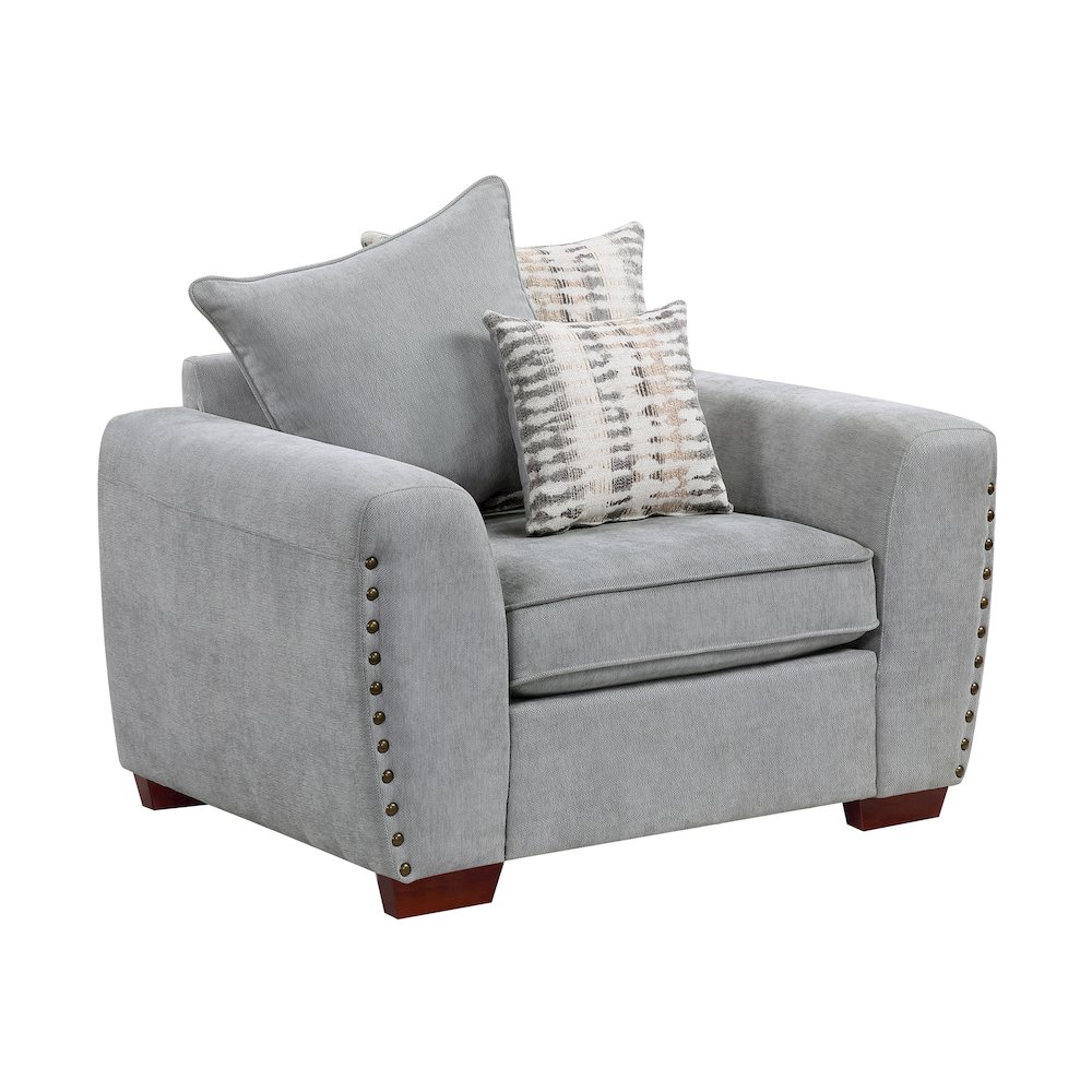 Hume Chenille 2pc Set: Sofa, Loveseat, Chair in Gray. Picture 1
