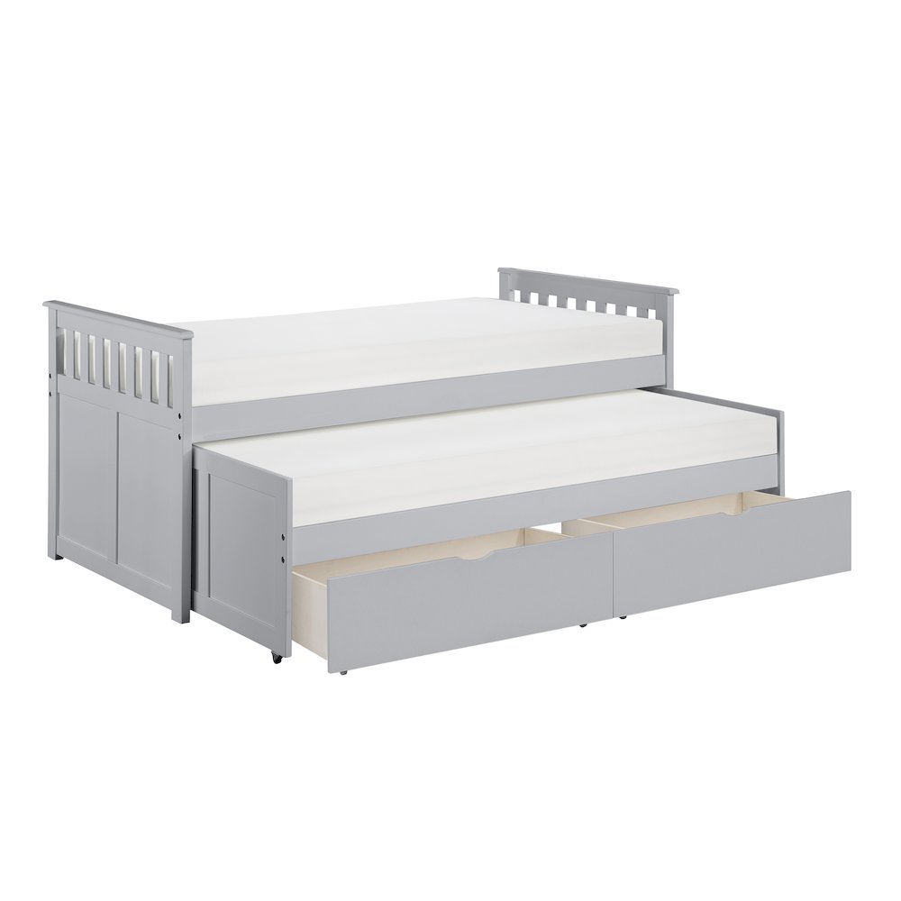 Orion Pine Twin/Twin Bed with Storage Boxes in Gray. Picture 7