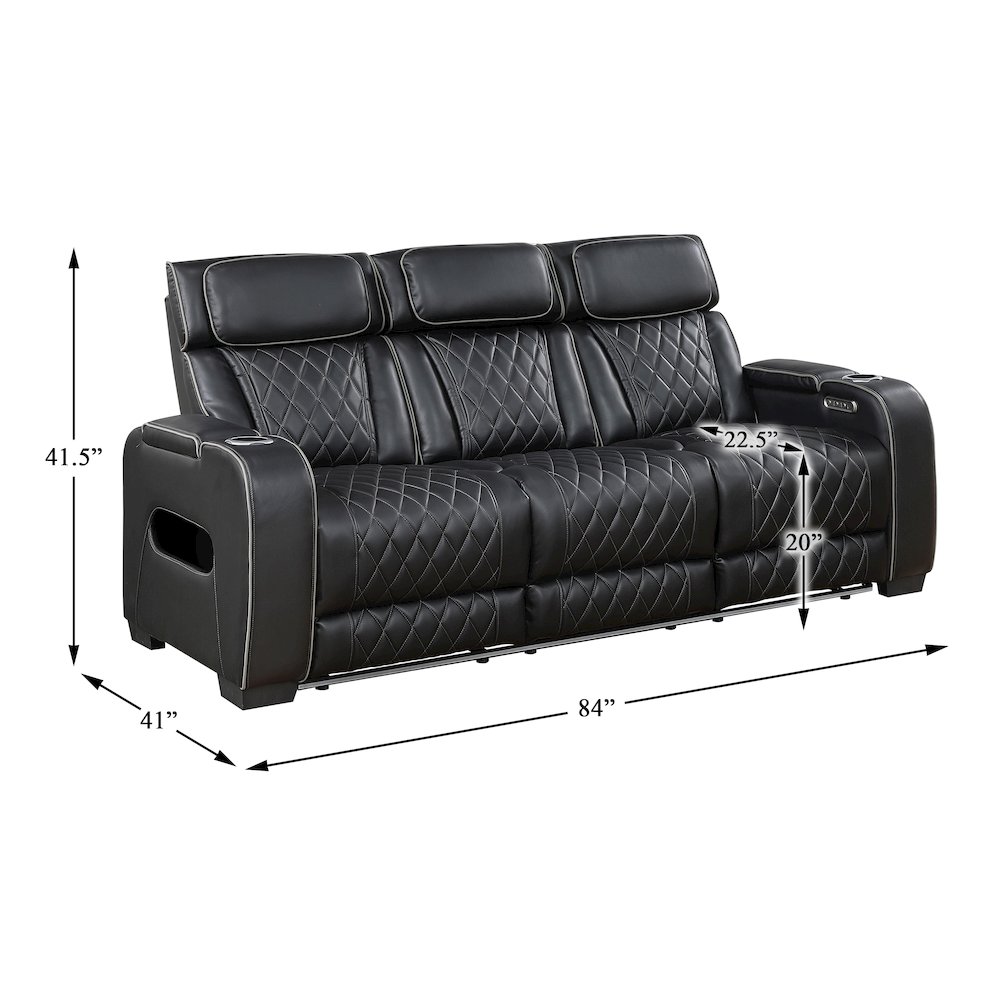 Fairway Faux Leather 2pc Set: Sofa, Loveseat in Black. Picture 10