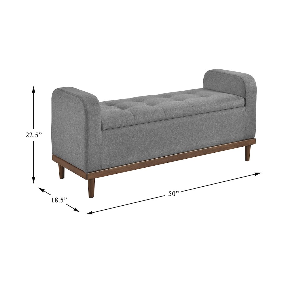 Brigitte Textured Lift Top Storage Bench in Gray. Picture 5
