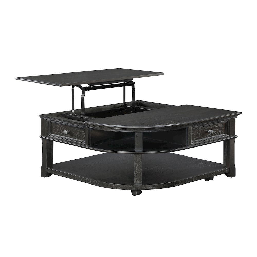 Muriel Pine Lift Top Cocktail Table in Charcoal. Picture 11