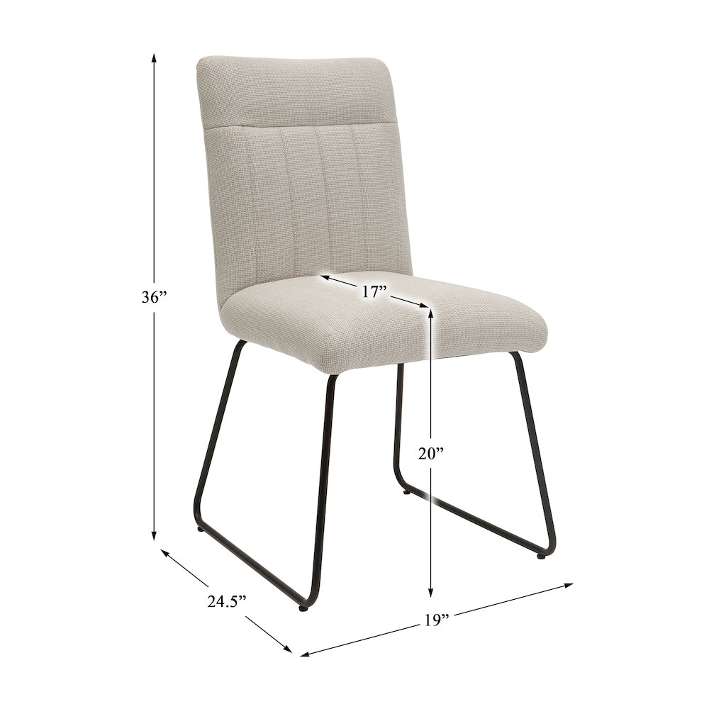 Benito Textured Dining Room Side Chair, set of 2 in Beige. Picture 4