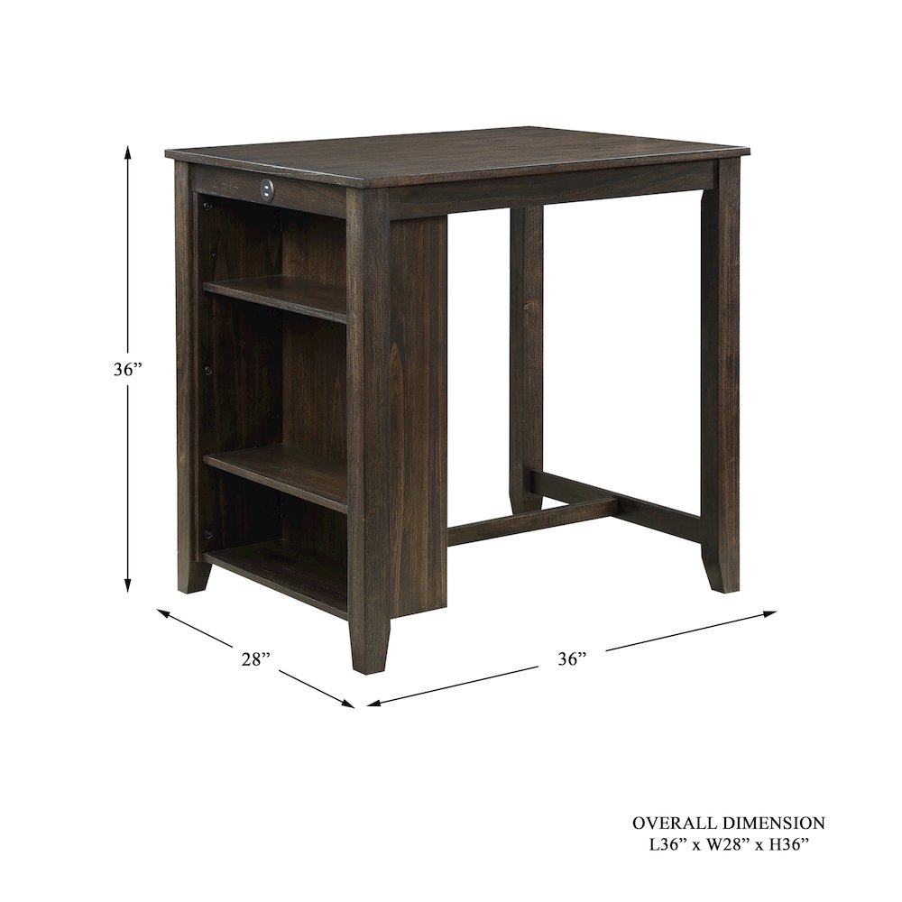 Daye Wood Veneer Counter Height Set (Set of 3) in Brown Finish. Picture 4