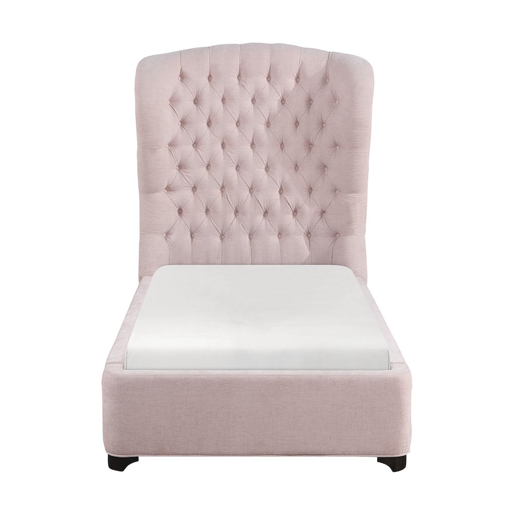 Cameo Chenille Twin Upholstery Bed in Pink. Picture 4