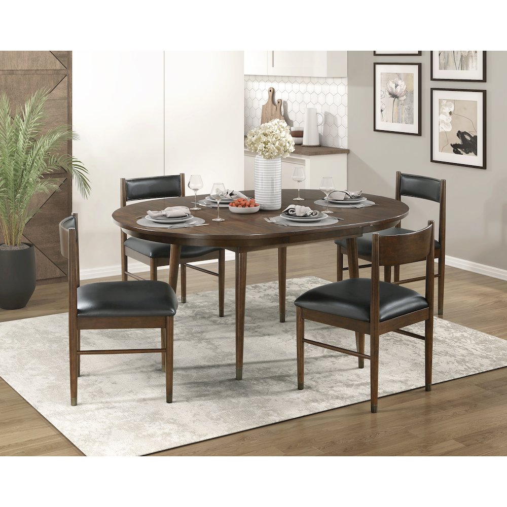 Clive Leather 5-Piece Dining Set (1 Table + 4 Side Chairs) in Black. Picture 7