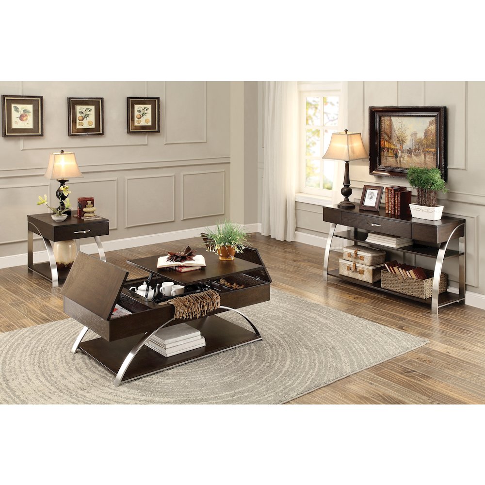 Tioga Engineered Wood End Table with Lift-Top and Storage in Espresso. Picture 3