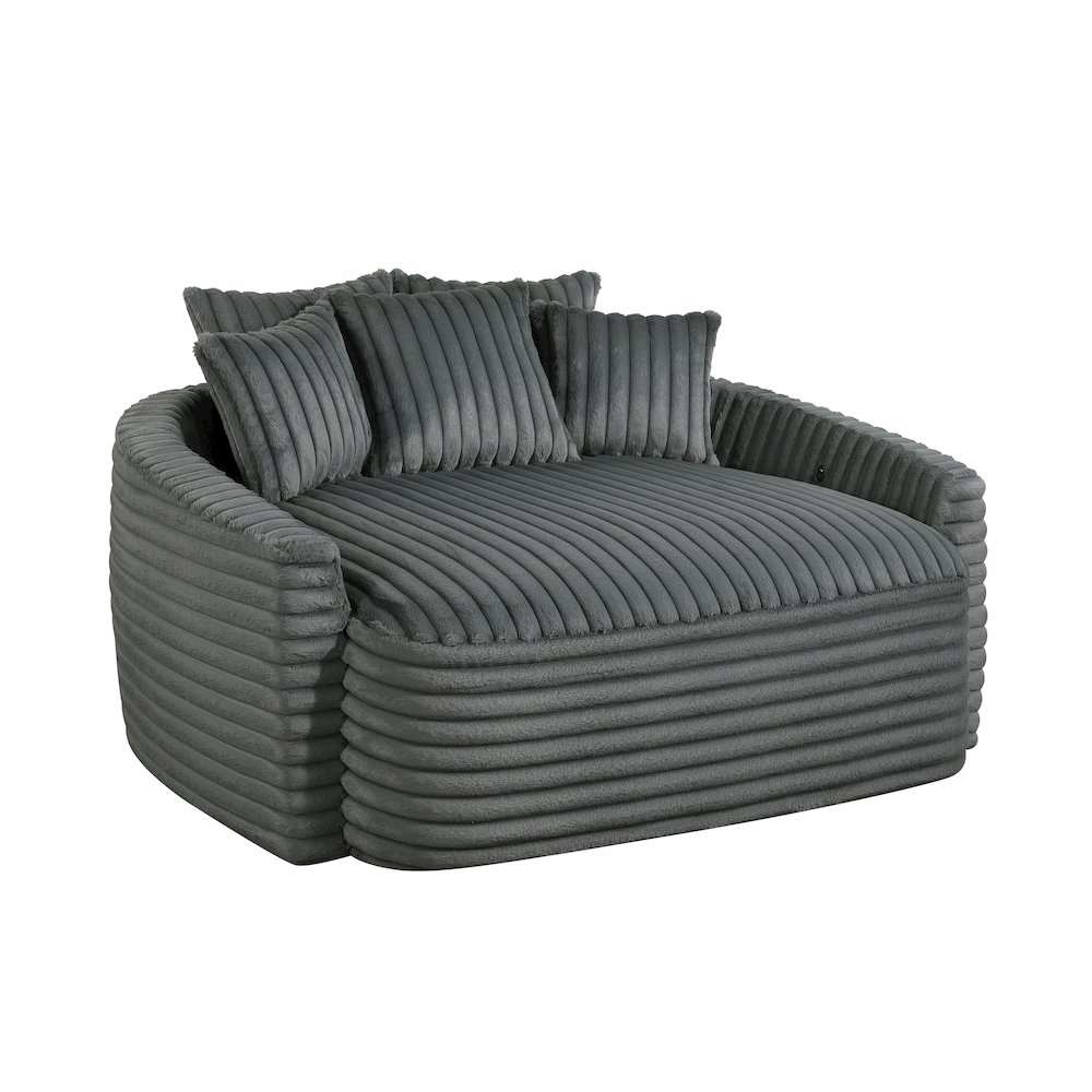 Tomball Corduroy Oversized Chaise Lounge in Dark Gray. Picture 1
