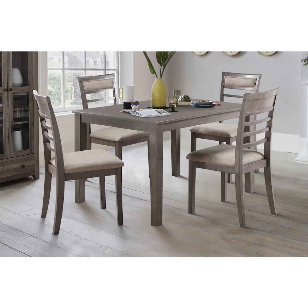 Lovell Oak Veneeer Dining Room Table and Chairs (set of 5) in Brown. Picture 2