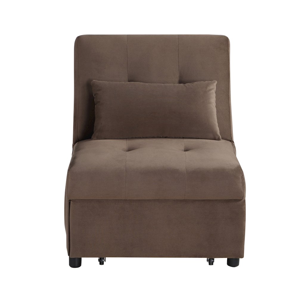 Garrell Velvet Storage Bench with Pull-Out Ottoman in Brown. Picture 8