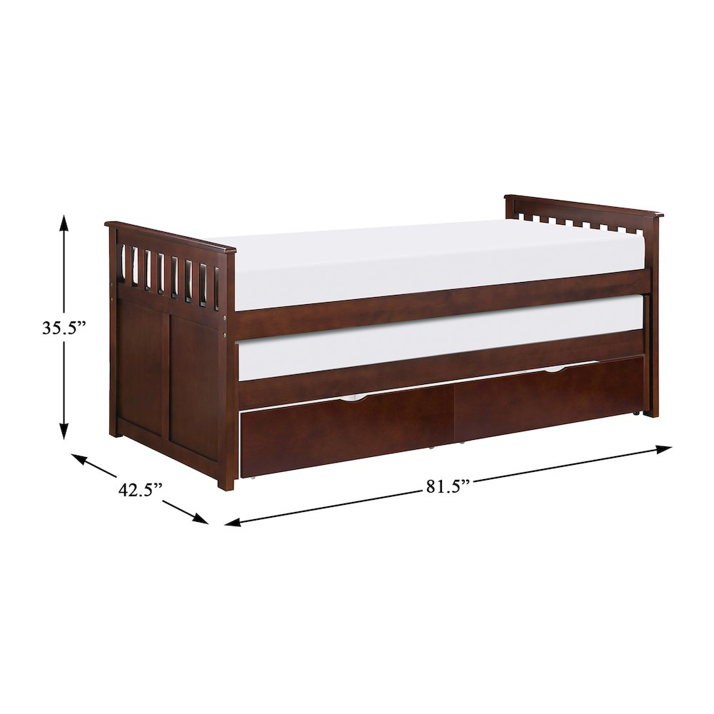 Rowe Pine Twin/Twin Bed with Storage Boxes in Dark Cherry. Picture 4