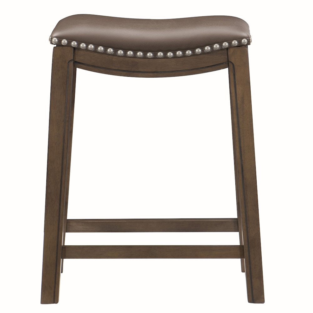 Ordway Solid Wood 24" Height Saddle Stool in Brown. Picture 3