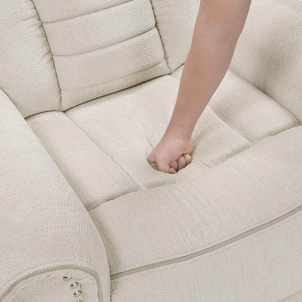 Nutmeg Chenille Double Reclining Sofa in Beige. Picture 8