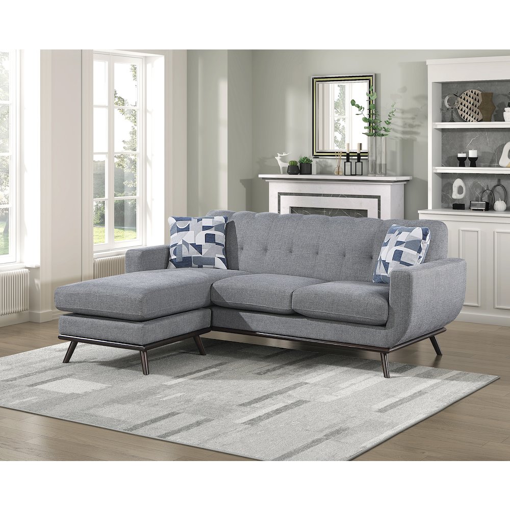 Everton Chenille Reversible Sofa Chaise in Gray. Picture 3