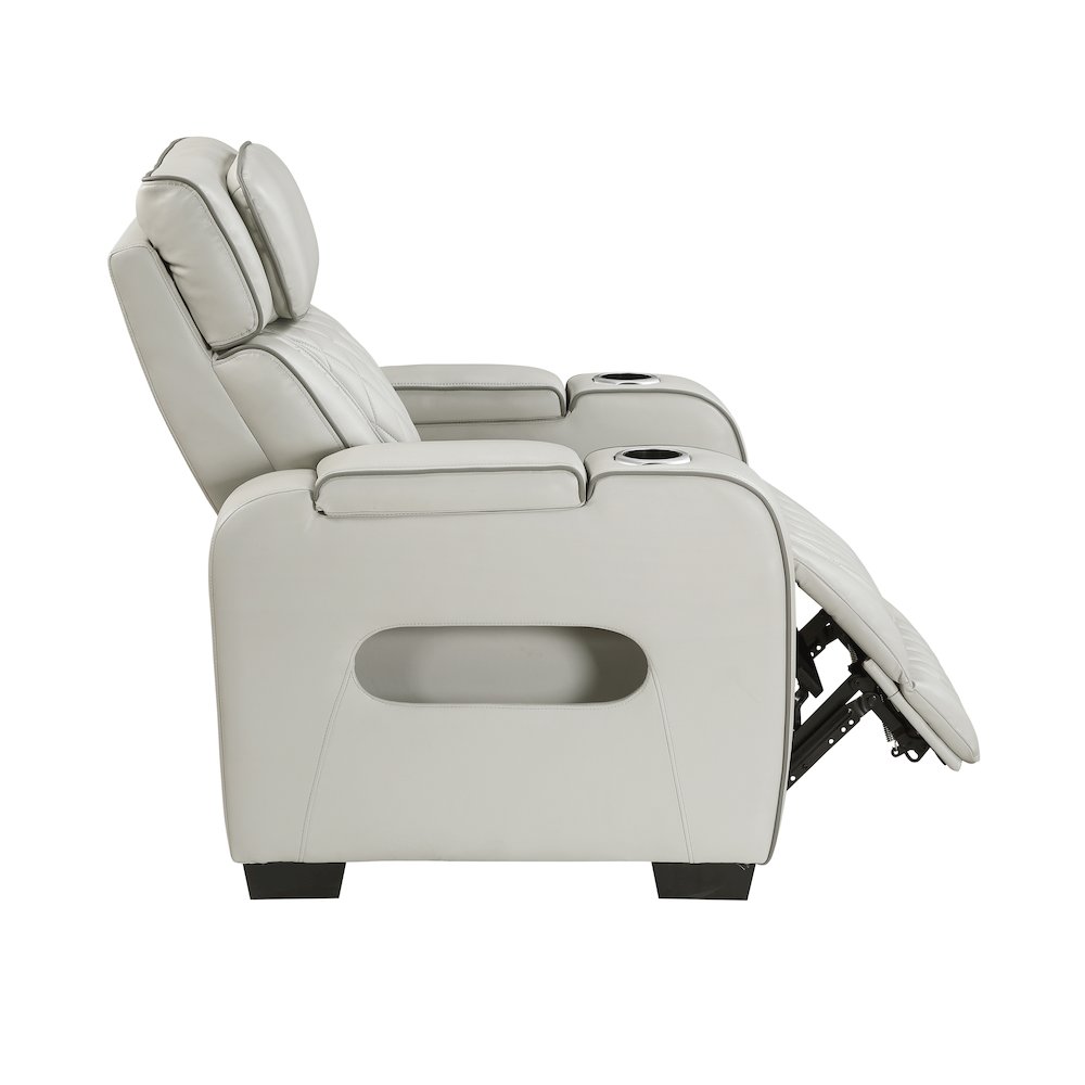 Fairway Faux Leather Power Reclining Chair with Power Headrest in Taupe. Picture 13