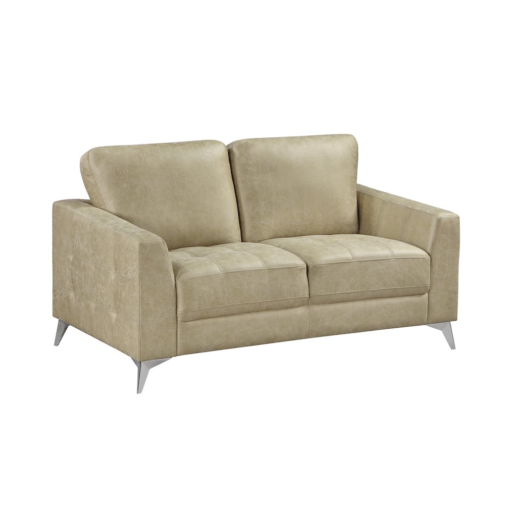 Cazon Microfiber Love Seat in Sand. Picture 1