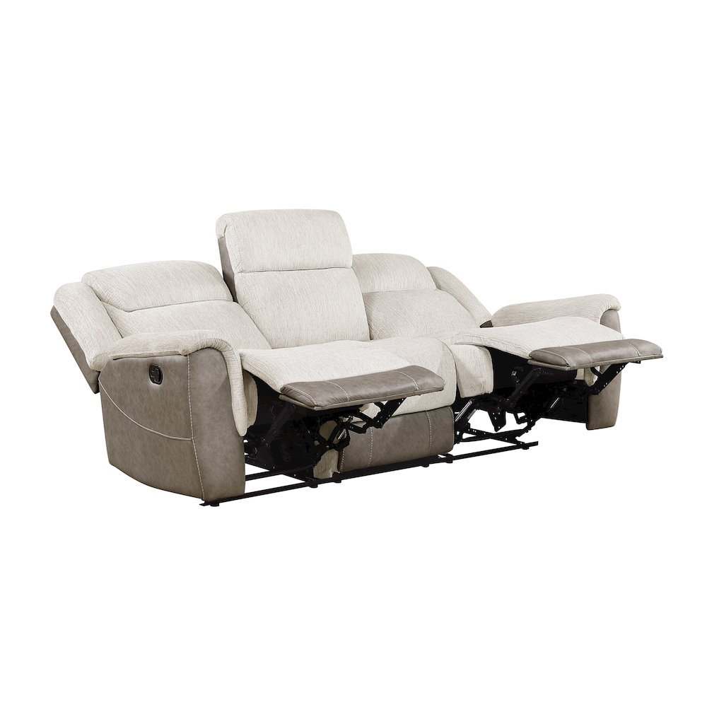 Harriette Chenille Double Reclining Sofa in Beige. Picture 7