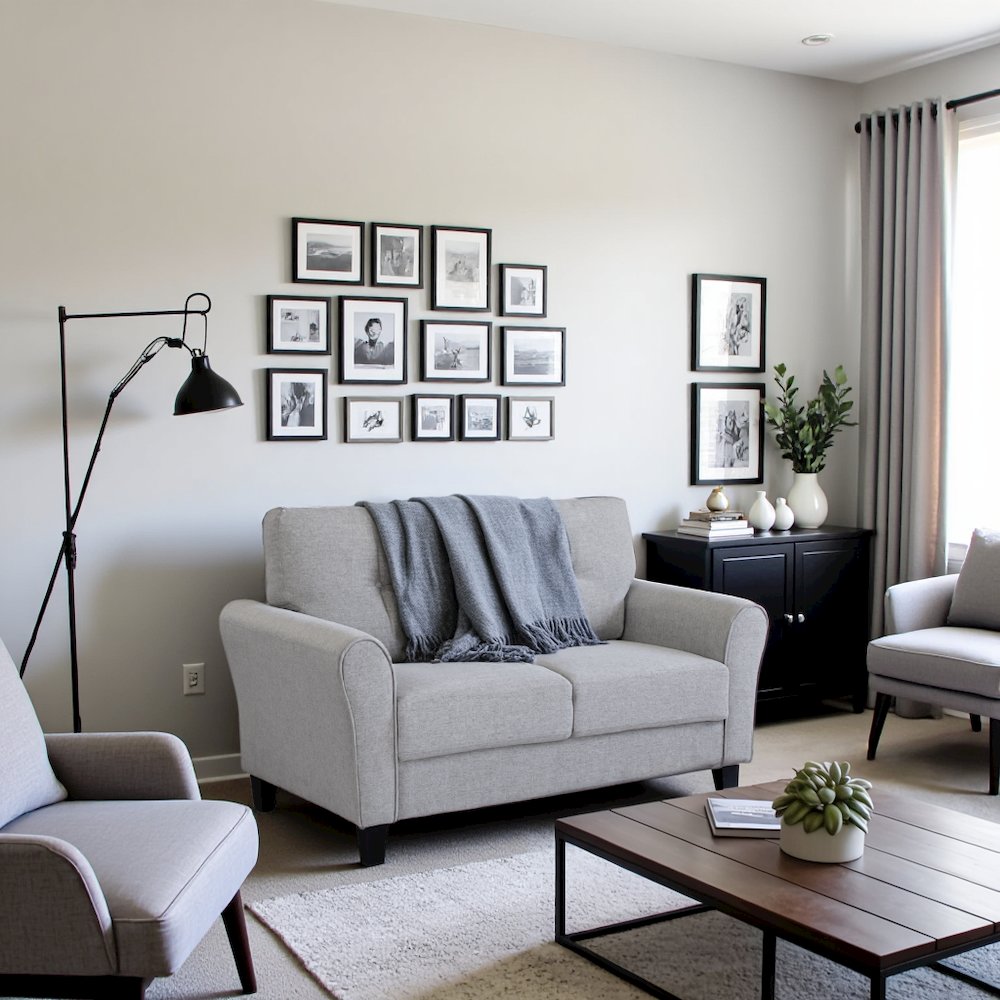 Dark Gray Upholstered Love Seat, Small Loveseat Sofa for Compact Spaces. Picture 3