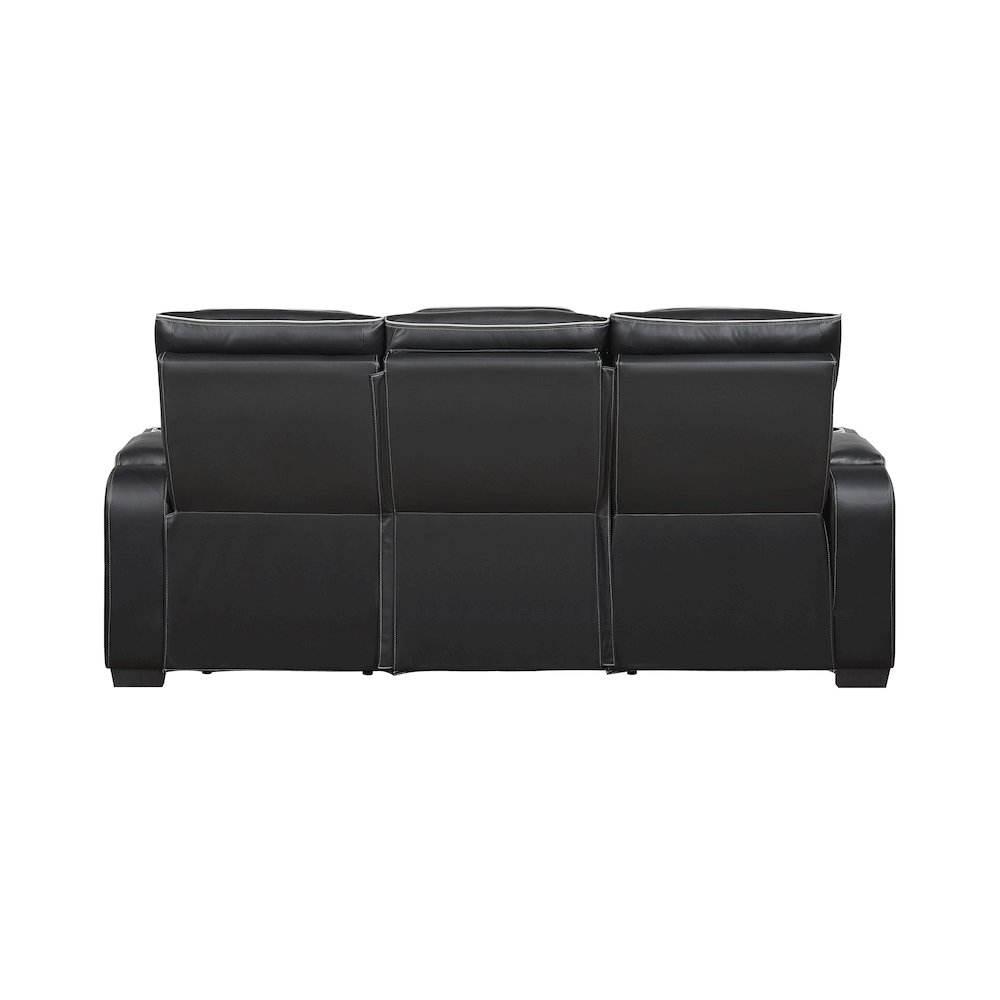 Fairway Faux Leather 3PC Power Double Reclining Sofa in Black. Picture 5