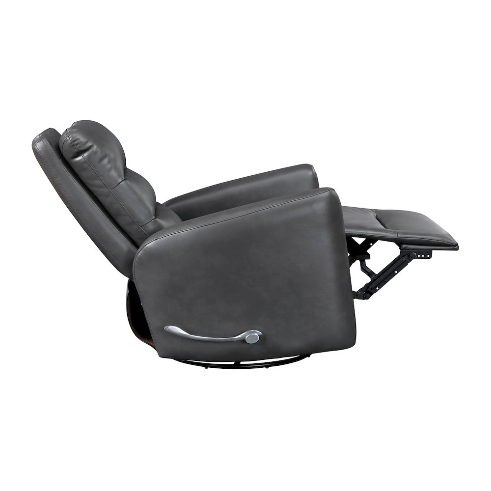 Dimitri Faux Leather Swivel Glider Reclining Chair in Gray. Picture 11