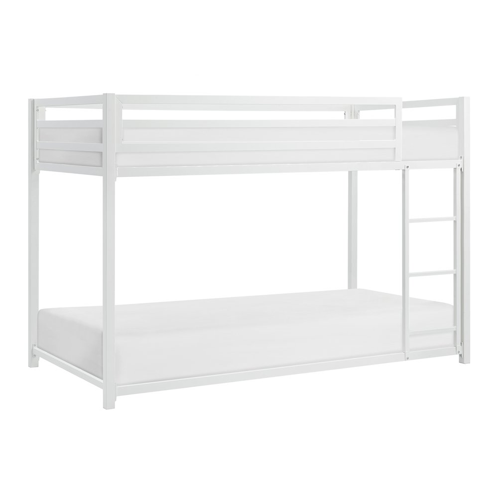 Jovie Metal Twin Over Twin Metal Bunk Bed in White. Picture 1