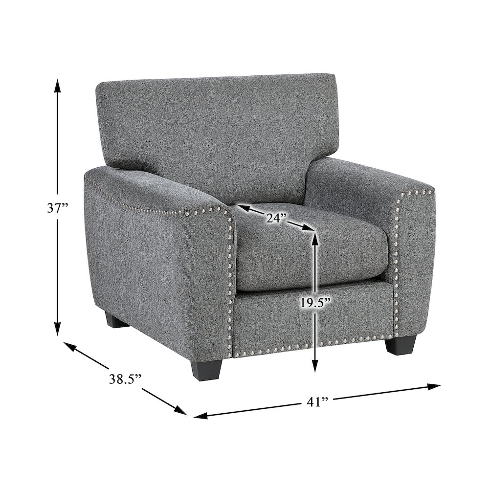 Isabel Chenille Chair in Dark Gray. Picture 6