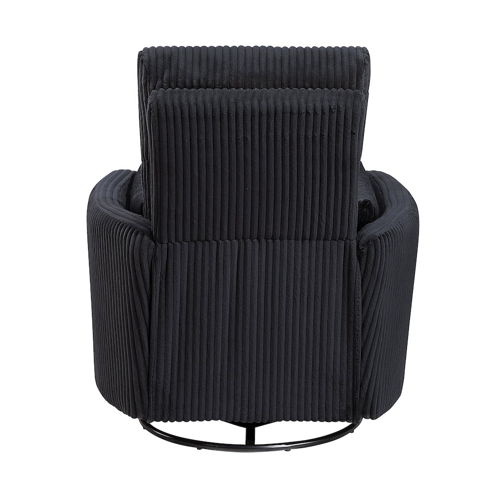 Traverse Corduroy Swivel Glider Reclining Chair in Black. Picture 4