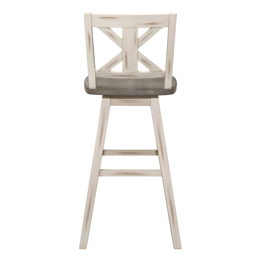 Amsonia Solid Wood Swivel Pub Height Chair, set of 2 in Gray and White. Picture 3