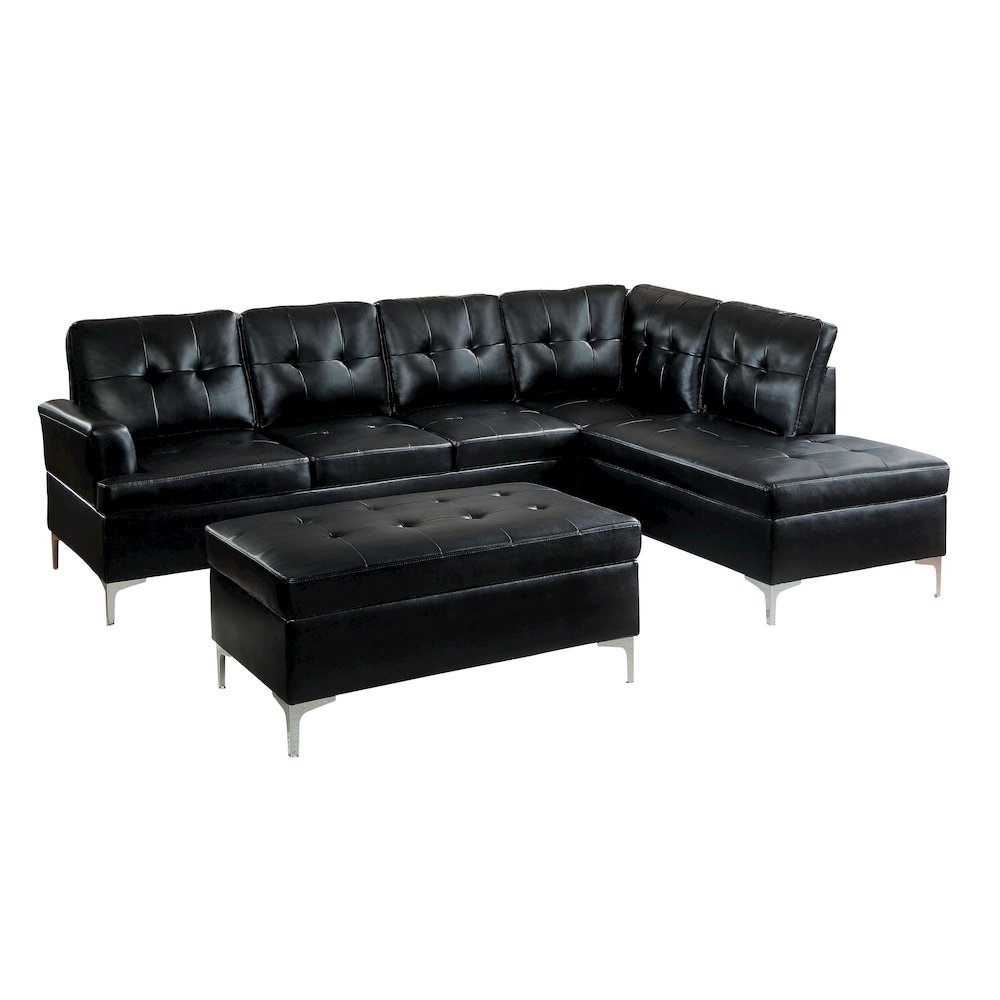 Barrington Faux Leather 2-piece set Sectional Sofa in Black. Picture 2