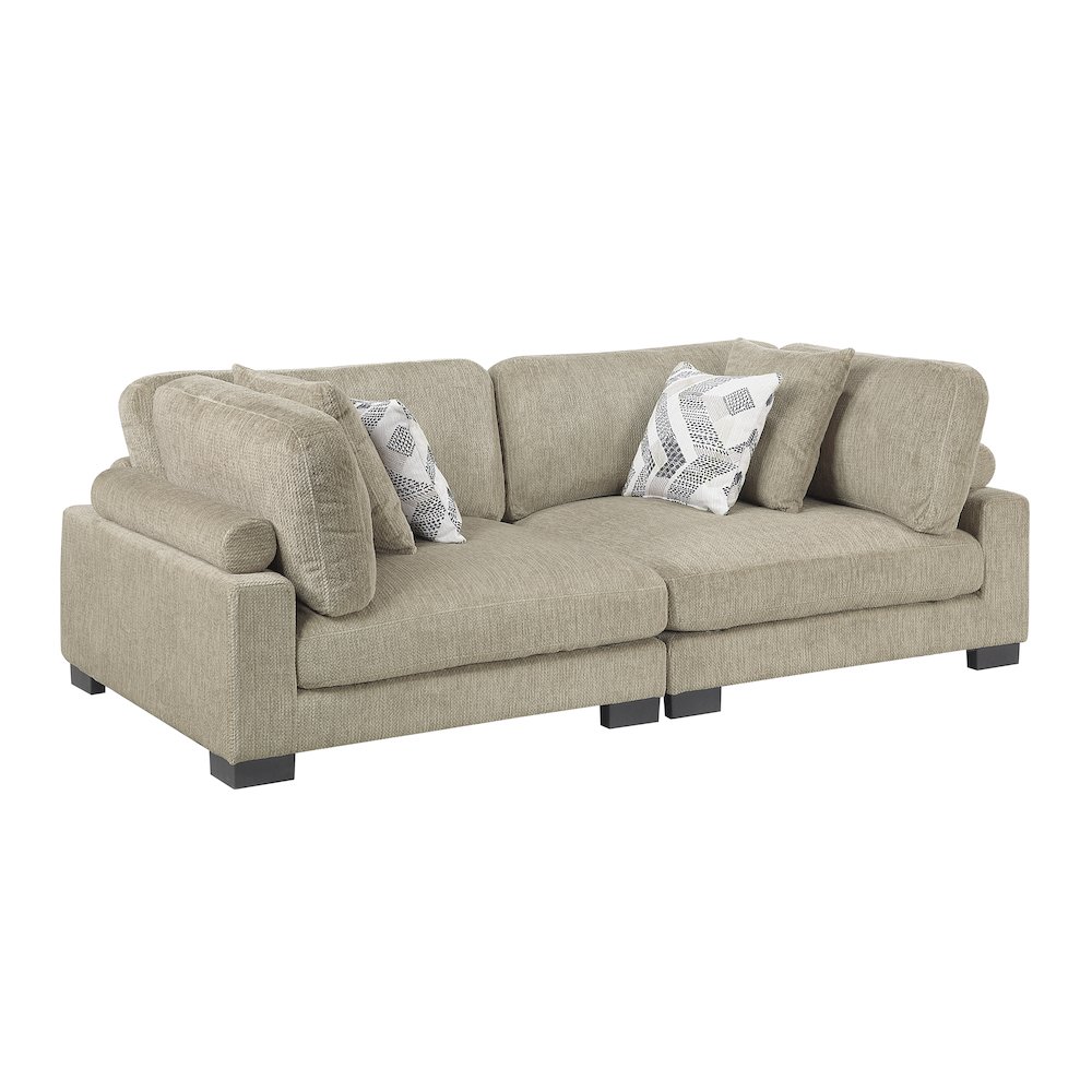 Corydon Microfiber Love Seat in Brown. Picture 1
