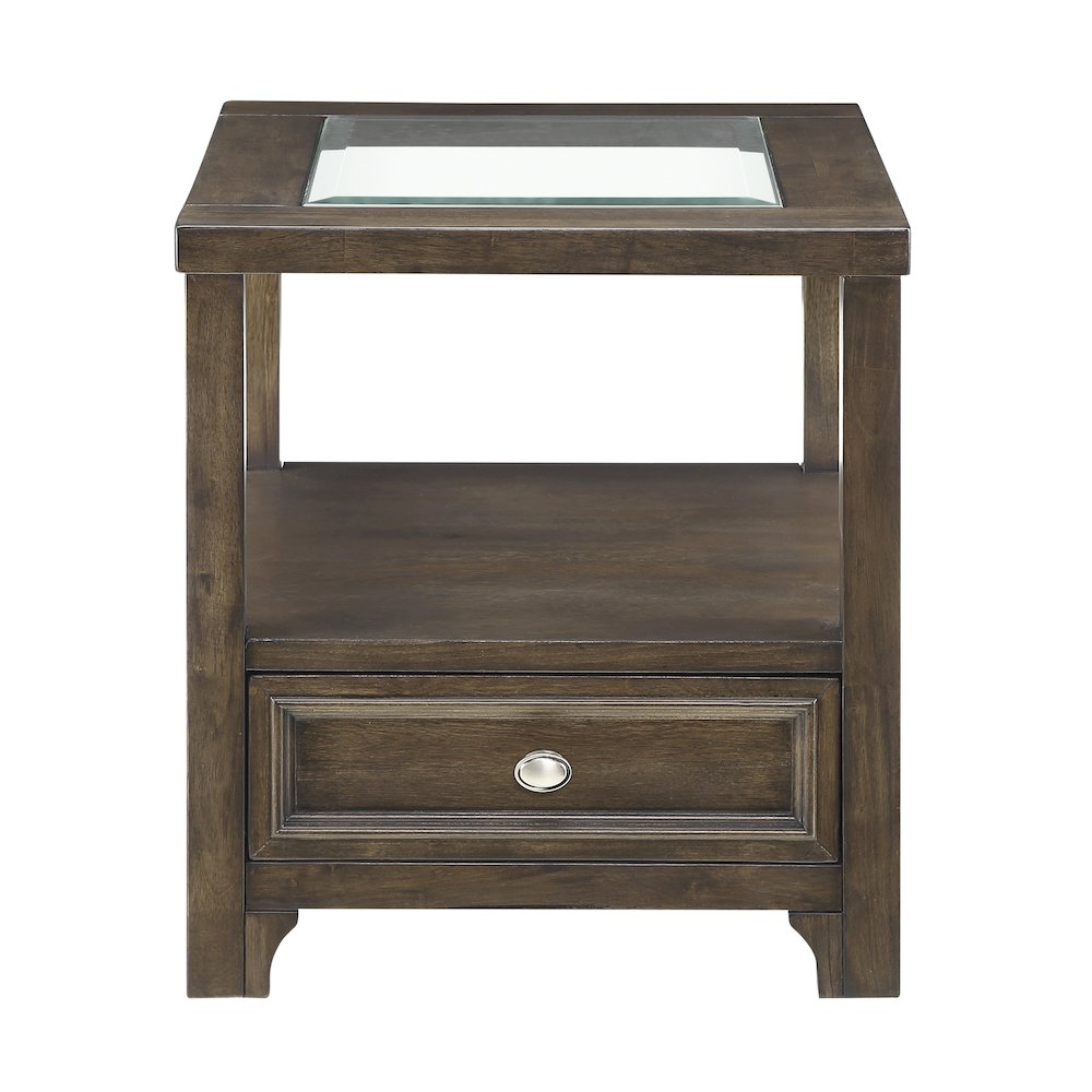Auburn Asian Hardwood End Table in Charcoal Brown. Picture 3
