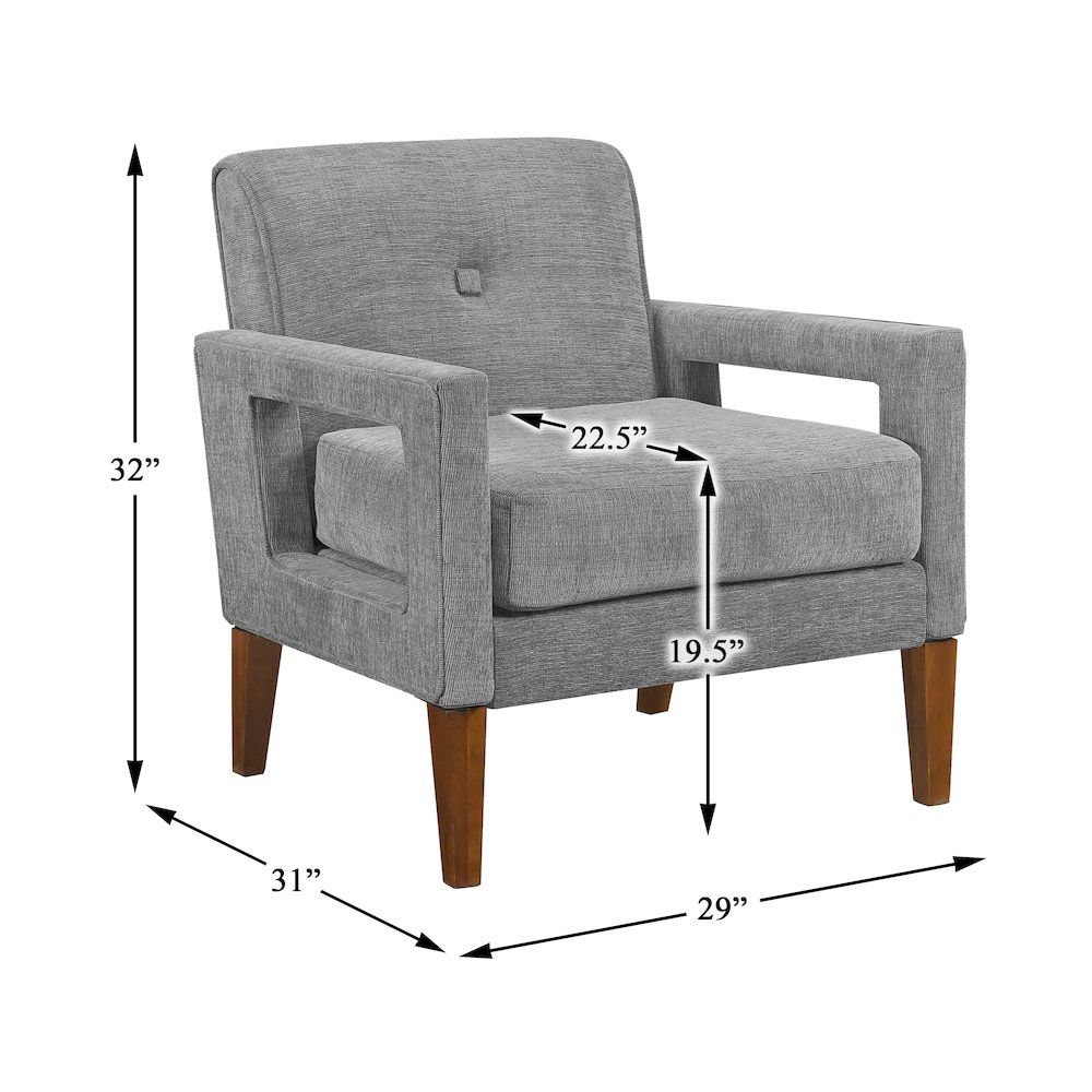 Belfort Chenille Chair in Gray. Picture 7