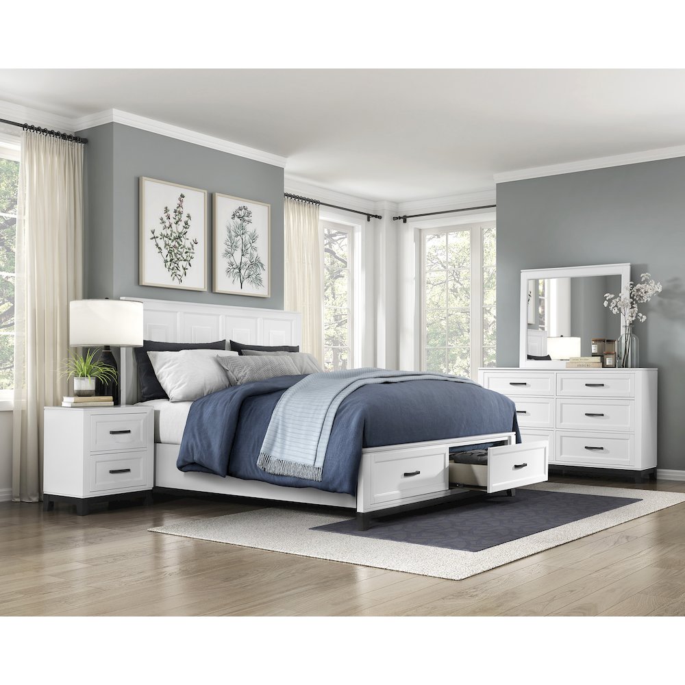 Garretson Acacia EK Pltfm Bed in 2-Tone Finish (White and Metallic Gray). Picture 4