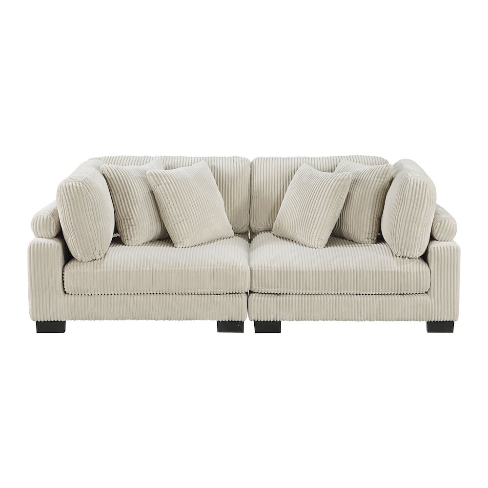 Traverse Corduroy Love Seat in Beige. Picture 6