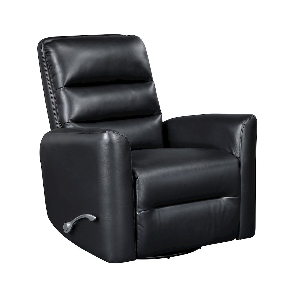 Dimitri Faux Leather Swivel Glider Reclining Chair in Black. Picture 1