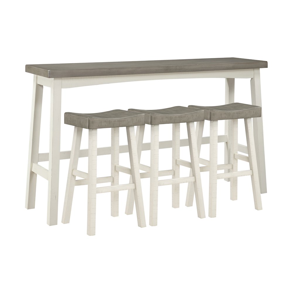 Caspian Solid Wood Pub Height Set (set of 4) in White and Coffee. Picture 1