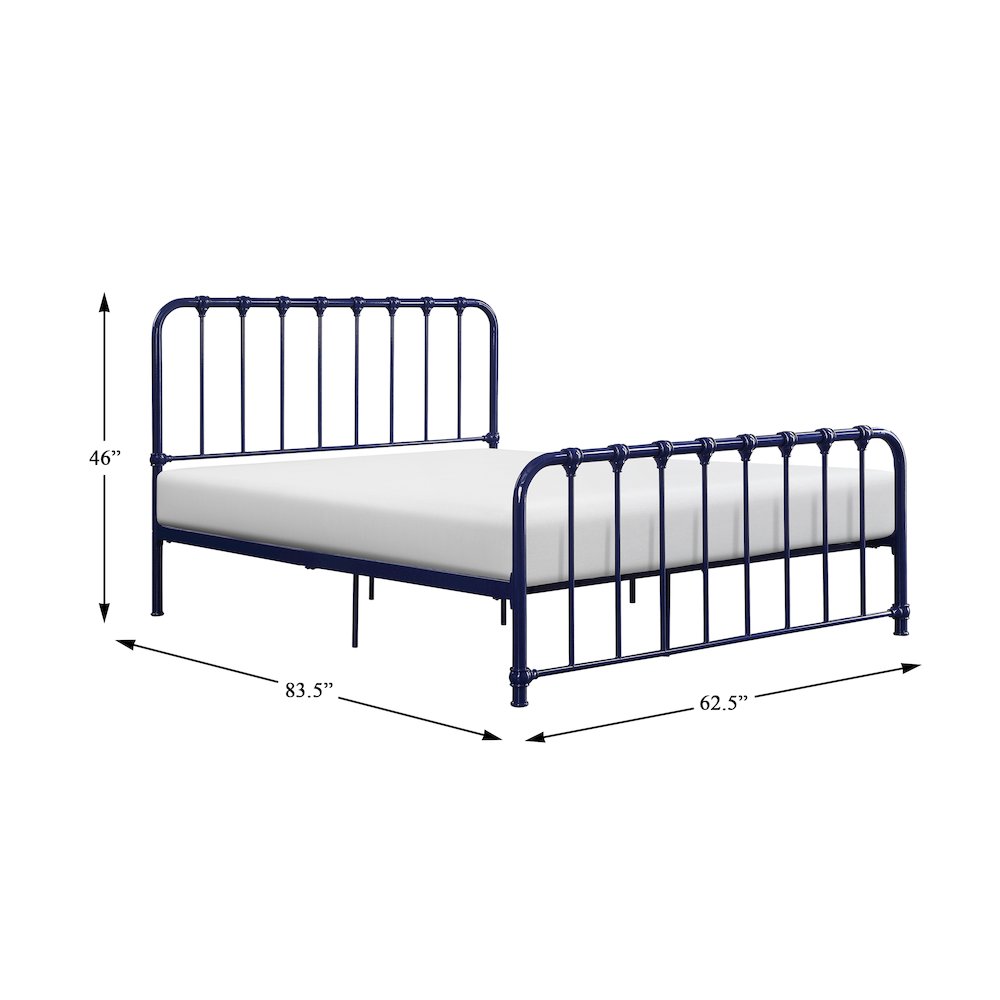 Bethany Metal Queen Platform Bed in Blue. Picture 4