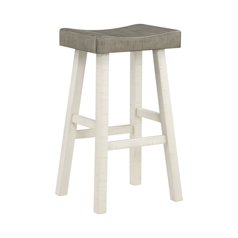 Caspian Solid Wood 29" Stool in White and Coffee Finish. Picture 1