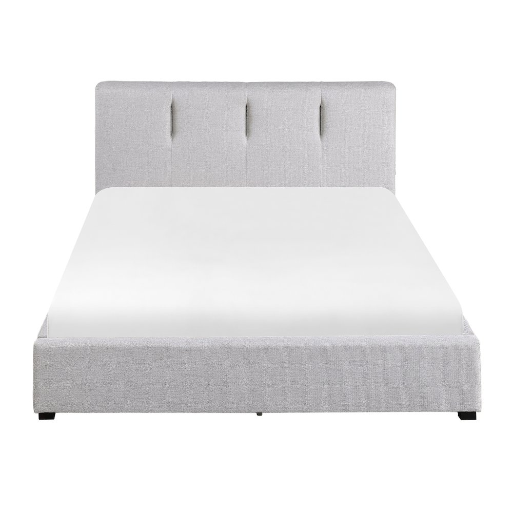Aitana Textured Queen Platform Bed with Storage Drawer in Gray. Picture 3