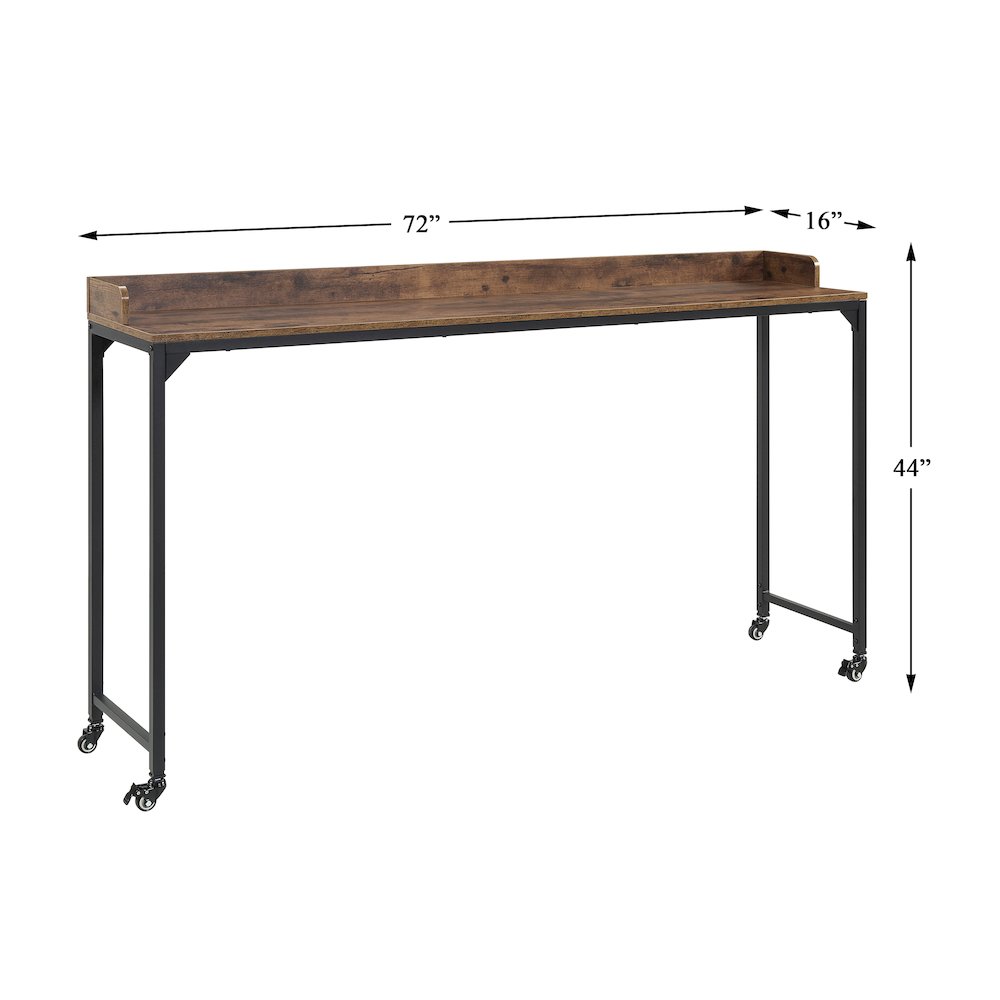 Sumter Faux Wood Over-The-Bed Desk in Rustic and Black Metal Finish. Picture 4