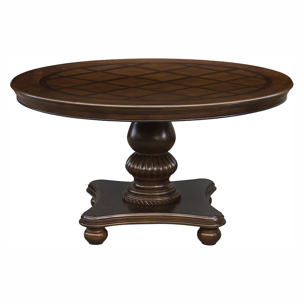 Lordsburg Walnut Veneer Round Dining Table in Brown Cherry. Picture 3