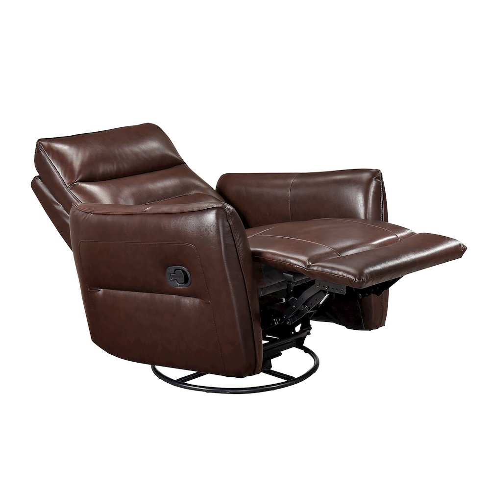 Thomas Leather Swivel Glider Reclining Chair in Brown. Picture 9