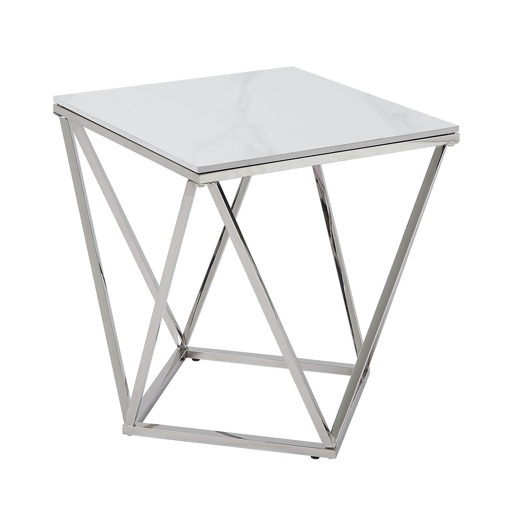 Alfeo Stainless Steel End Table in Silver. Picture 1